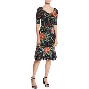 Fuzzi Botanical Floral Ruffle-Hem Dress